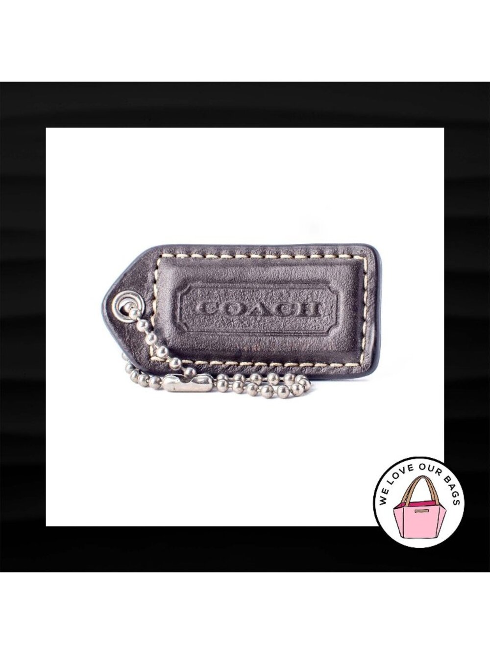 2" Medium COACH BROWN LEATHER KEY FOB BAG CHARM KEYCHAIN HANGTAG TAG